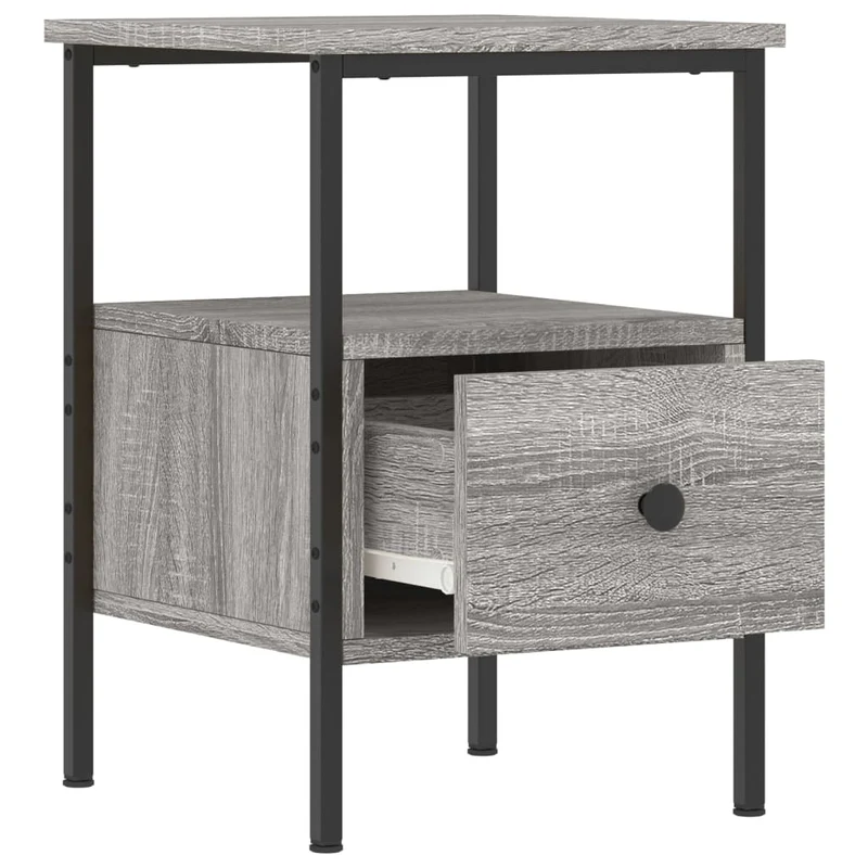 Table de chevet avec tiroir et étagère 34 x 36 x 50 cm bois d'ingénierie gris DEC034589