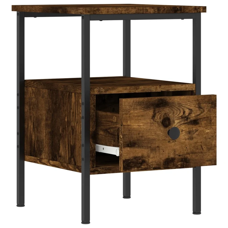 Table de chevet avec tiroir et étagère 34 x 36 x 50 cm bois d'ingénierie marron et fer DEC033543