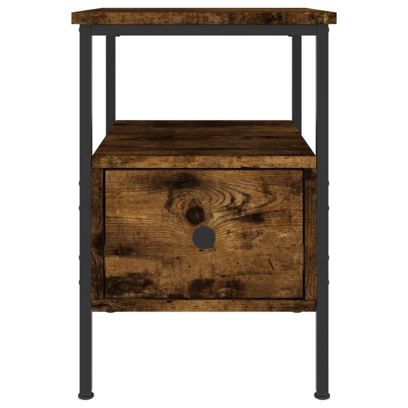Table de chevet avec tiroir et étagère 34 x 36 x 50 cm bois d'ingénierie marron et fer DEC033543