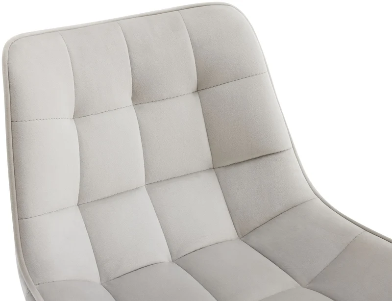 Lot de 2 tabourets de bar coutures décoratives carrées avec repose-pieds en velours gris quatre pieds en métal 10_0006823