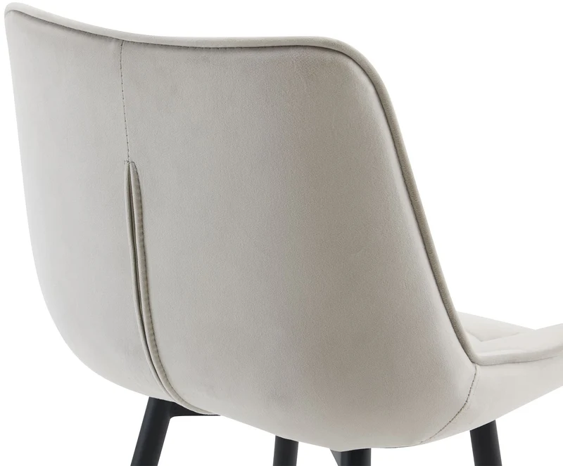 Lot de 2 tabourets de bar coutures décoratives carrées avec repose-pieds en velours gris quatre pieds en métal 10_0006823