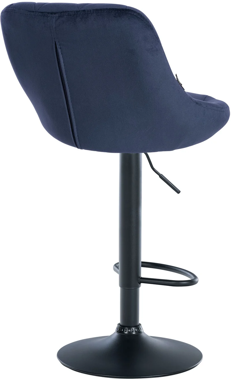 Set de 2 tabourets de bar coutures décoratives losanges assise en velours bleu et cadre en métal noir TDB10774