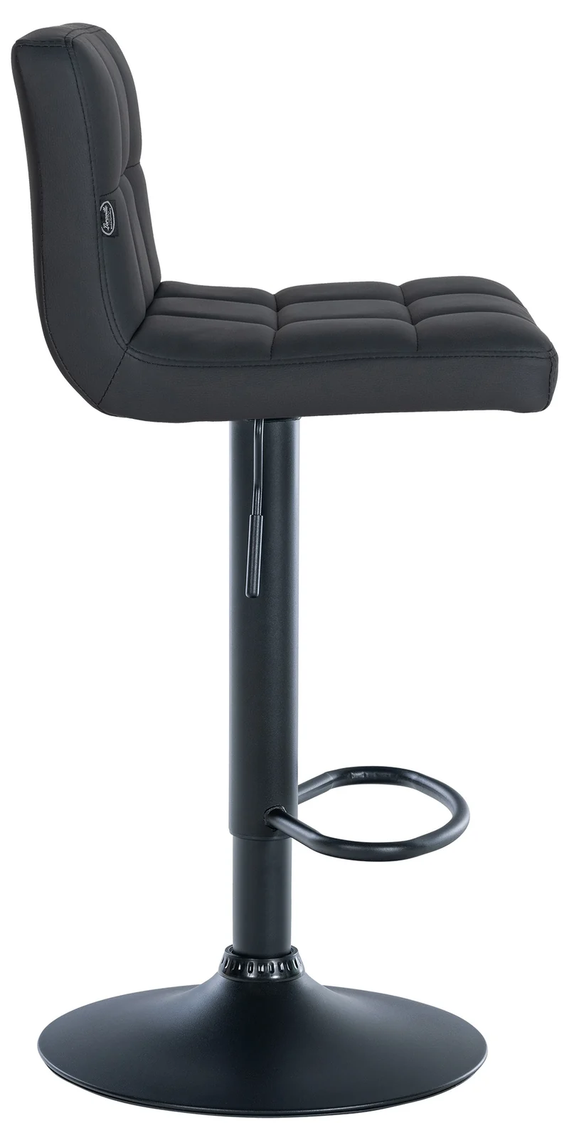 Set de 2 tabourets de bar réglable en hauteur avec couture décorative assise en similicuir noir et pied en métal noir TDB10766
