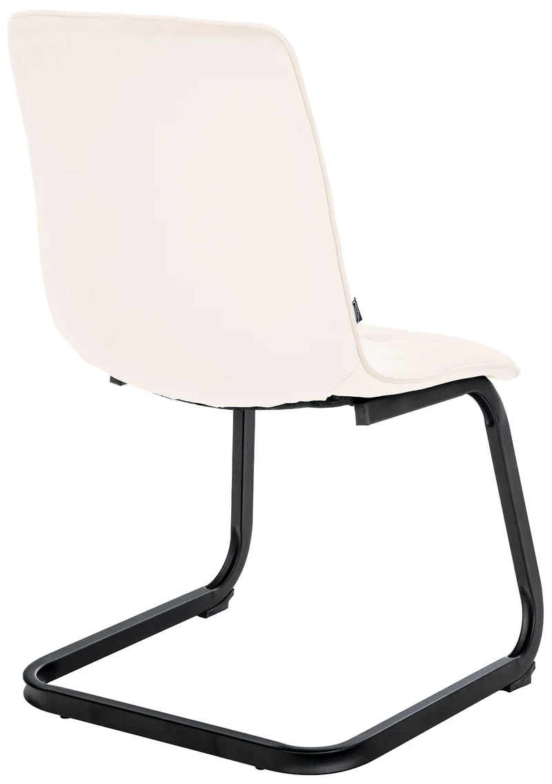 Chaise de salle à manger x1 housse en velours matelassé crème et cadre en métal noir CDS101150