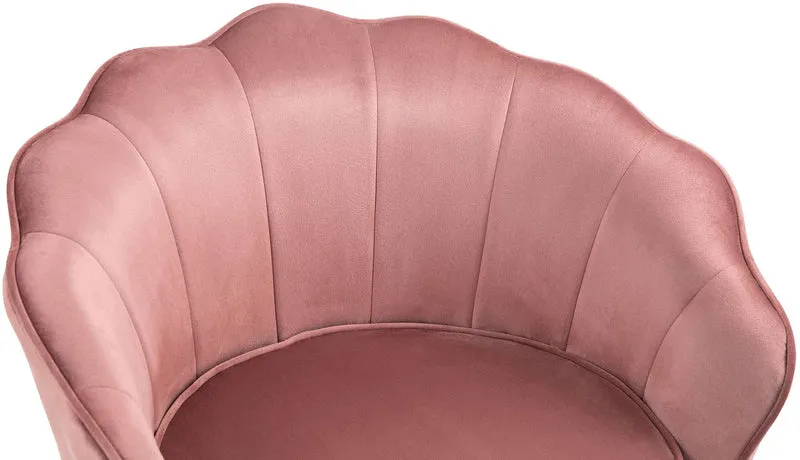 Fauteuil lounge chaise de chaise rembourrée avec coutures décoratives revêtement en velours rose et pieds métal doré FAL101557