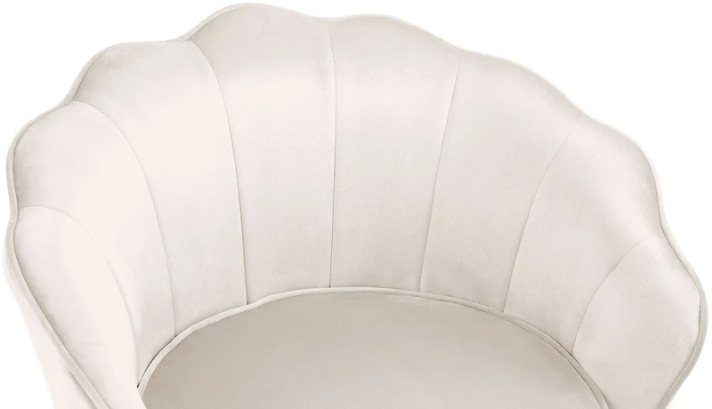 Fauteuil lounge chaise de chaise rembourrée avec coutures décoratives revêtement en velours crème et pieds métal doré FAL101554