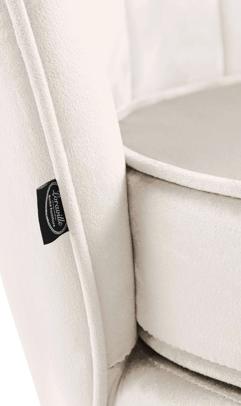 Fauteuil lounge chaise de chaise rembourrée avec coutures décoratives revêtement en velours crème et pieds métal doré FAL101554