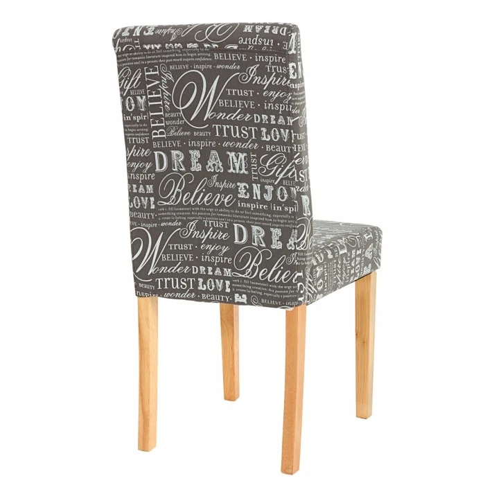 Lot de 4 chaises de salle à manger en tissu imprimé gris pieds clairs CDS04119