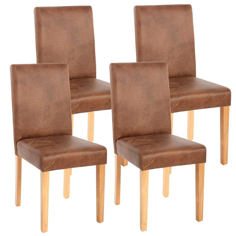 Lot de 4 chaises de salle à manger synthétique marron vieilli pieds clairs CDS04151