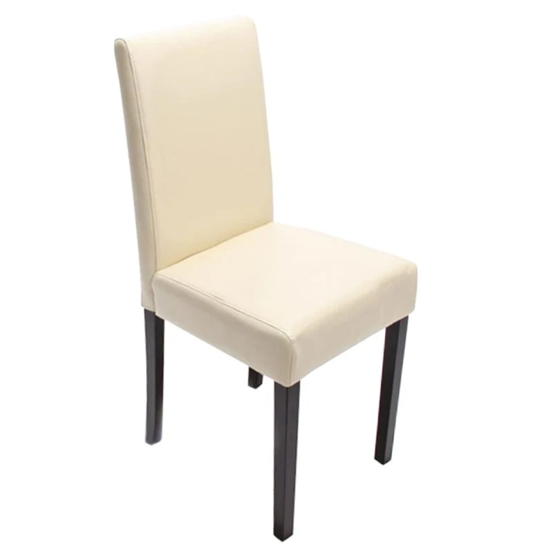 Lot de 4 chaises de salle à manger synthétique crème pieds foncés CDS04142