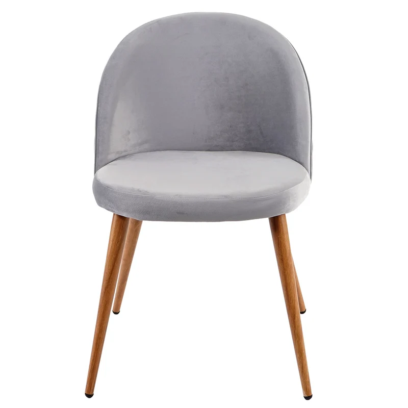 Lot de 6 chaises de salle à manger tissu velours gris clair en bois style rétro 04_0002118