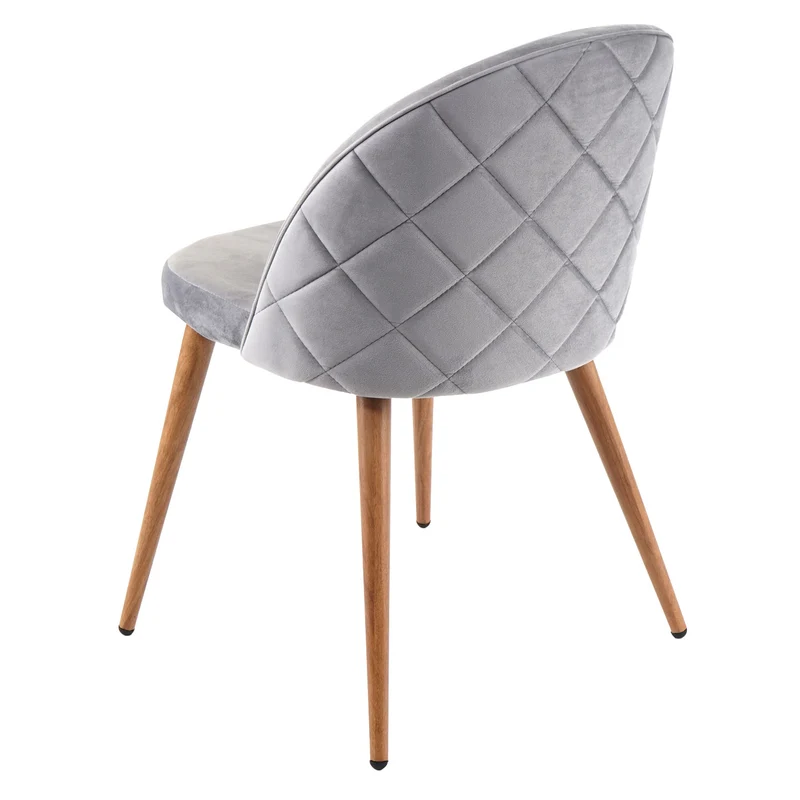Lot de 6 chaises de salle à manger tissu velours gris clair en bois style rétro 04_0002118