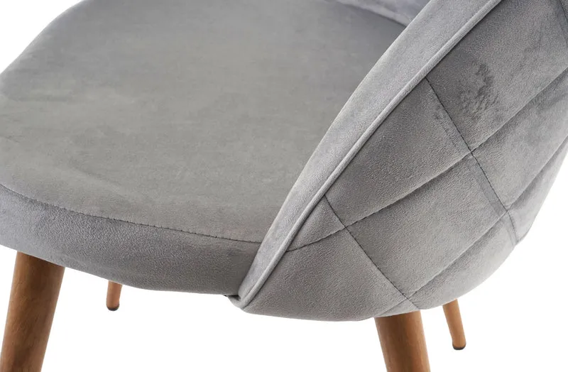 Lot de 6 chaises de salle à manger tissu velours gris clair en bois style rétro 04_0002118