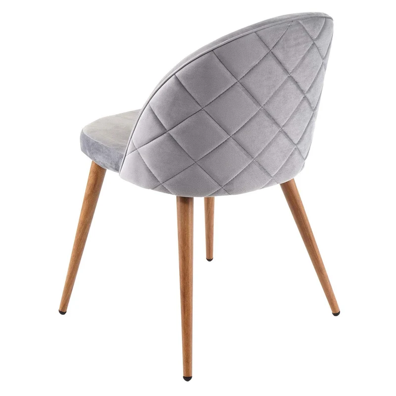 Lot de 2 chaises de salle à manger tissu velours gris clair en bois style rétro CDS04418