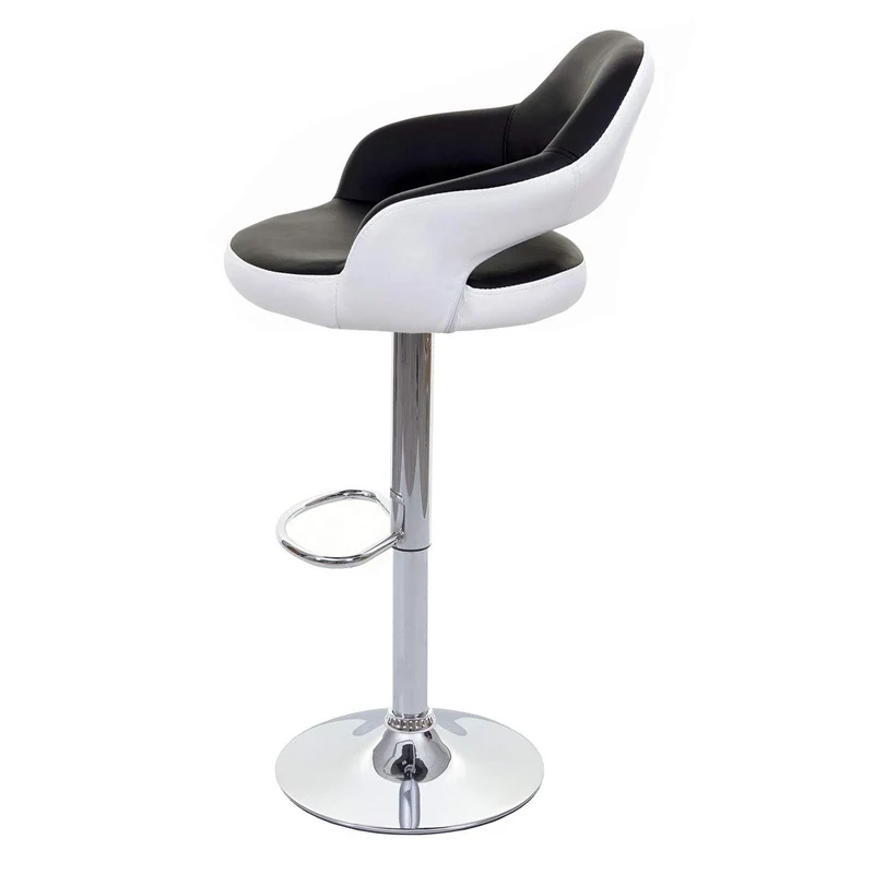 Lot de 2 tabourets de bar avec dossier synthétique noir et blanc rotatif et réglable TDB04041