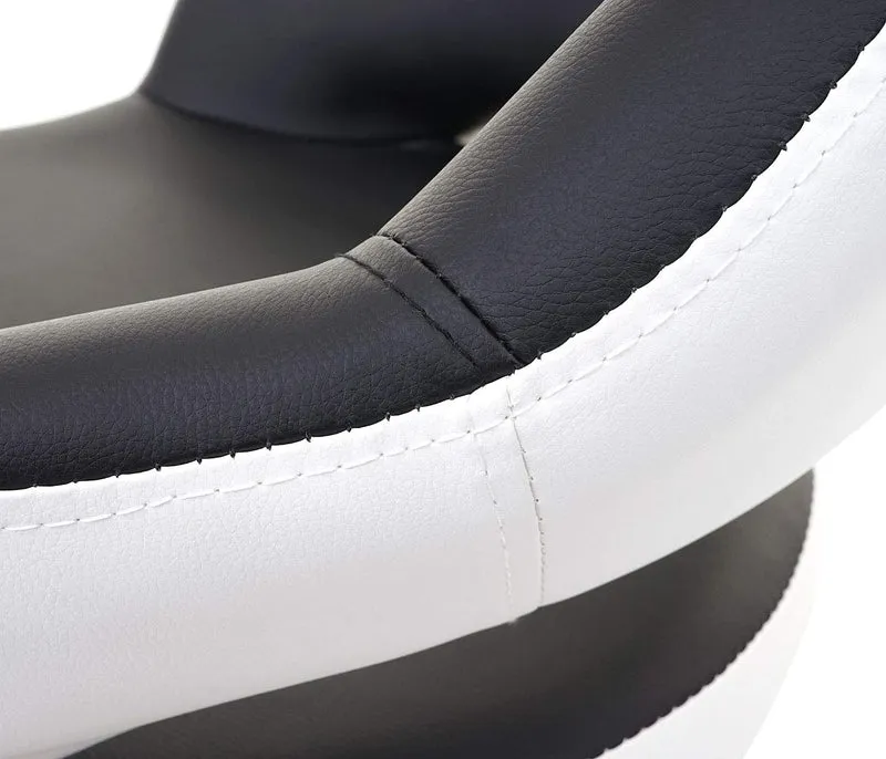Lot de 2 tabourets de bar avec dossier synthétique noir et blanc rotatif et réglable TDB04041
