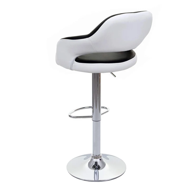Lot de 2 tabourets de bar avec dossier synthétique noir et blanc rotatif et réglable TDB04041