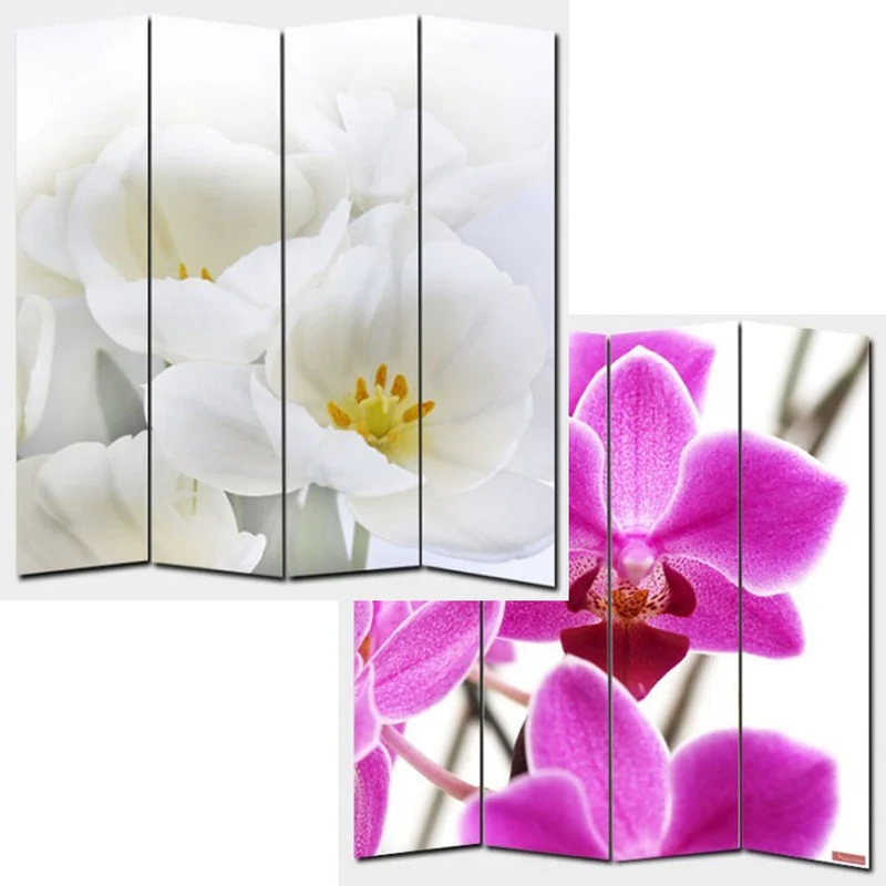 Paravent 4 panneaux pans séparateur de pièce 180x160cm motif orchidee PAR04003