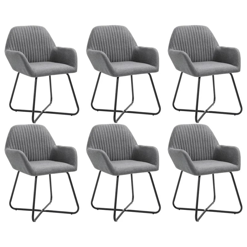 Lot de 6 chaises de salle à manger cuisine design moderne tissu gris foncé CDS022448