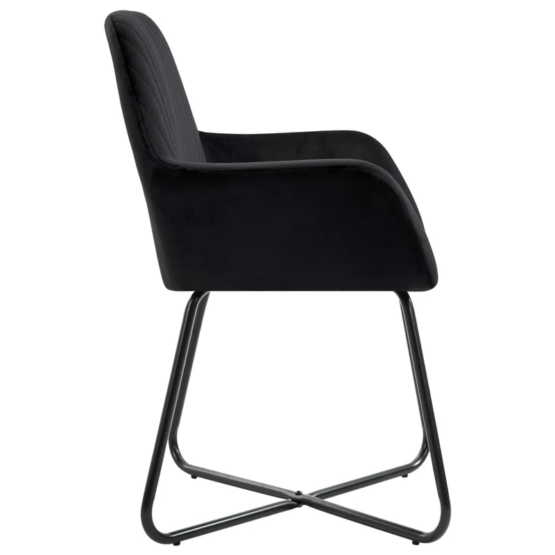 Lot de 4 chaises de salle à manger cuisine en velours noir pieds en acier style moderne CDS021866