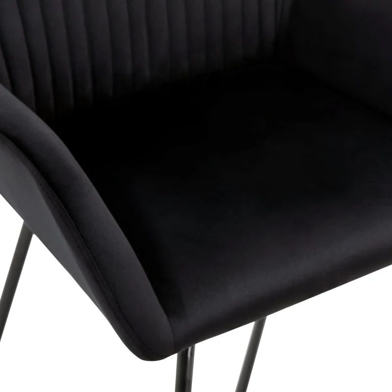 Lot de 4 chaises de salle à manger cuisine en velours noir pieds en acier style moderne CDS021866