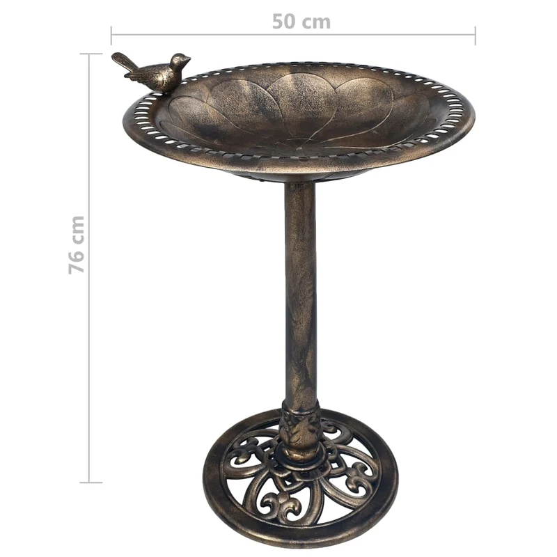 Décoration jardin baignoire mangeoire pour oiseaux sur pied bronze plastique DEC020804