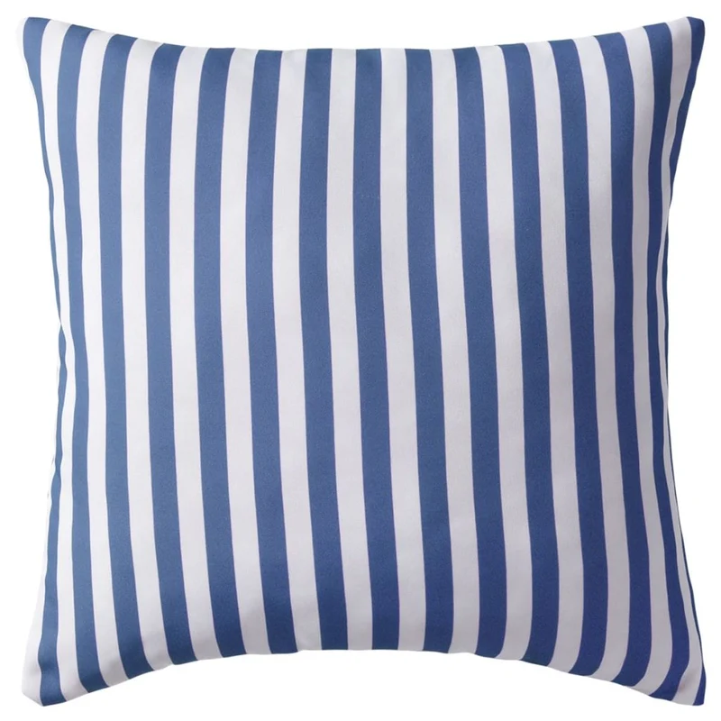 Lot de 2 coussins oreiller pour extérieur décoration jardin 45 x 45 cm rayure bleu DEC020106