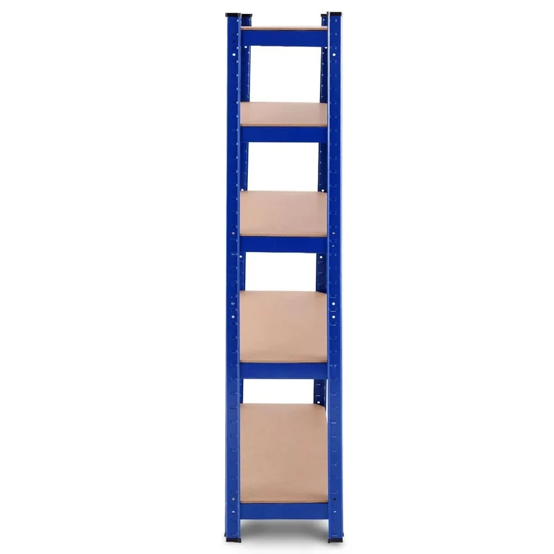 Etagère établi rangement charge lourde métallique tablettes en bois à 5 niveaux 75 x 30 x 150 cm bleu 20_0000597