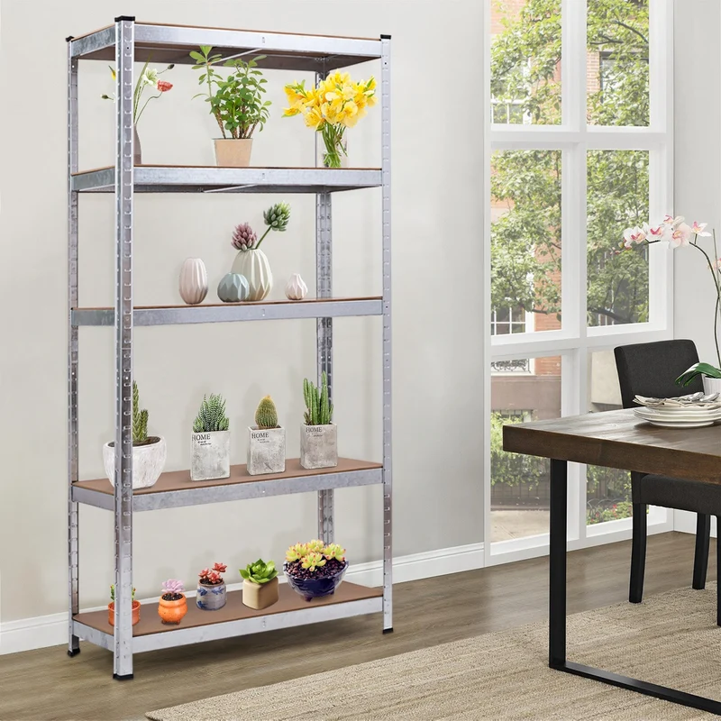 Etagère établi de garage à 5 niveaux charge max.175kg ajustable 90 x 40 x 180cm gris 20_0000596