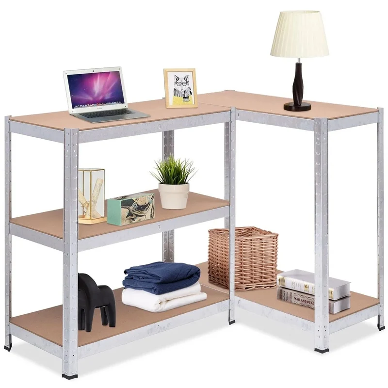 Etagère établi de garage à 5 niveaux charge max.175kg ajustable 90 x 40 x 180cm gris 20_0000596