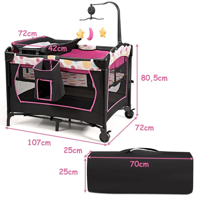 3 en 1 lit parapluie pour bébé avec table à langer pour bébé 0-36 mois hauteur réglable 20_0000054