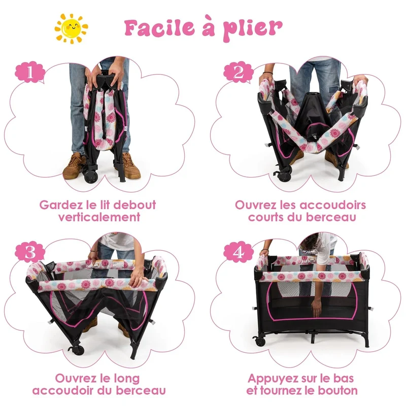 3 en 1 lit parapluie pour bébé avec table à langer pour bébé 0-36 mois hauteur réglable 20_0000054