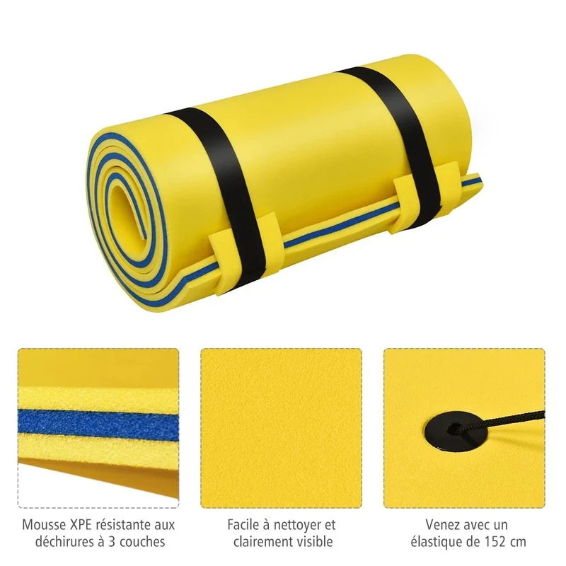 Tapis flottant en mousse xpe 210x66cm 3 couches avec attache élastique de 1,5m capacité portante 60kg 20_0001267