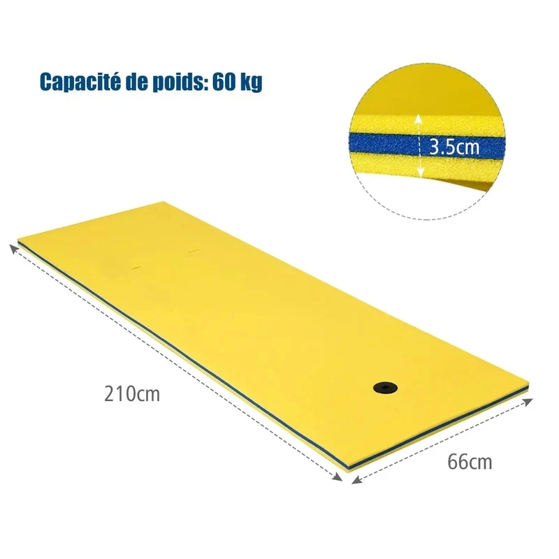 Tapis flottant en mousse xpe 210x66cm 3 couches avec attache élastique de 1,5m capacité portante 60kg 20_0001267
