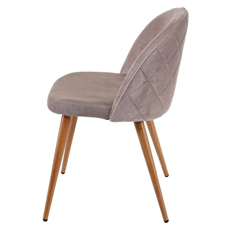 Lot de 4 chaises de salle à manger tissu velours gris brun pieds en bois style rétro CDS04517