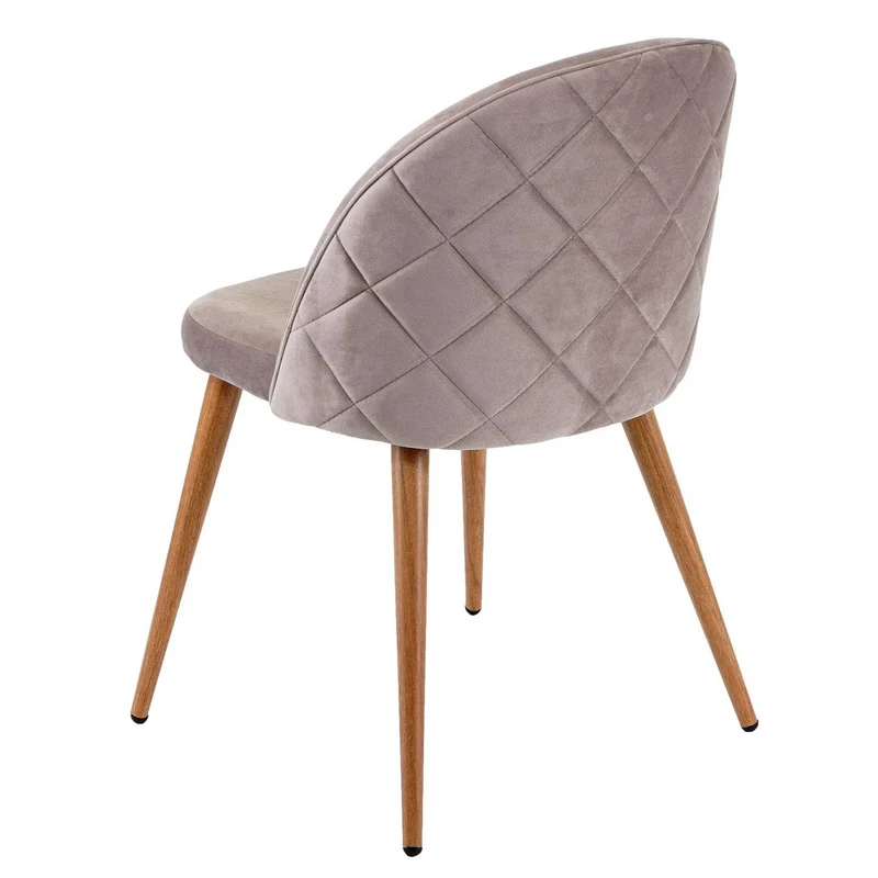 Lot de 4 chaises de salle à manger tissu velours gris brun pieds en bois style rétro CDS04517