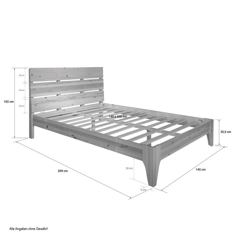 Lit adulte 2 personnes en bois avec sommier à lattes 140 x 200 cm LIT06167