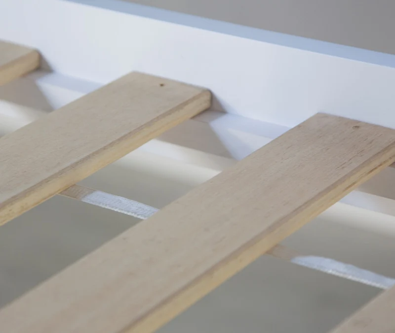 Lit mezzanine mi-hauteur avec sommier à lattes 90x200cm échelle en bois blanc et gris LIT06168