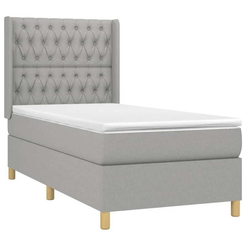 Cadre de lit LED avec sommier tête de lit matelas surmatelas 100x200 cm tissu gris clair TDL0207933
