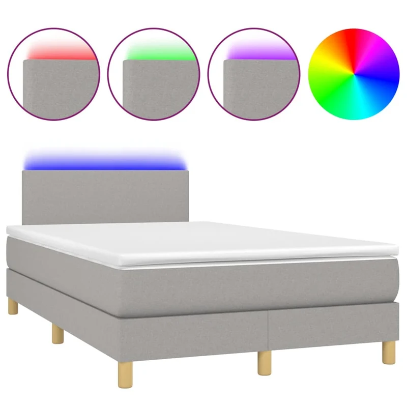 Cadre de lit LED avec sommier tête de lit matelas surmatelas 120x200 cm tissu gris clair TDL0207878