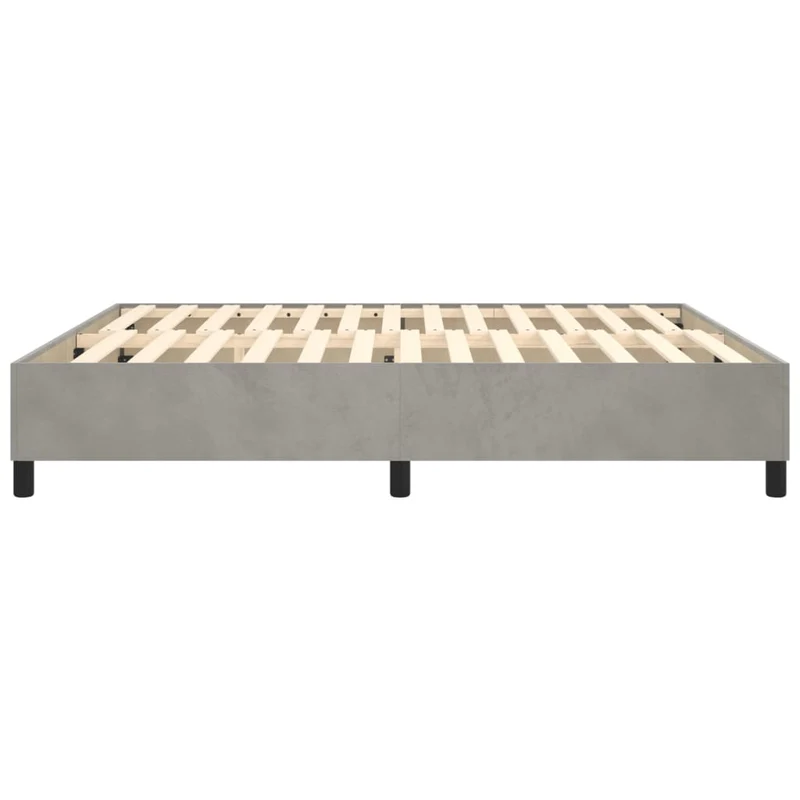 Sommier à lattes sur pieds cadre de lit 180x200 cm tissu velours gris clair TDL0207177