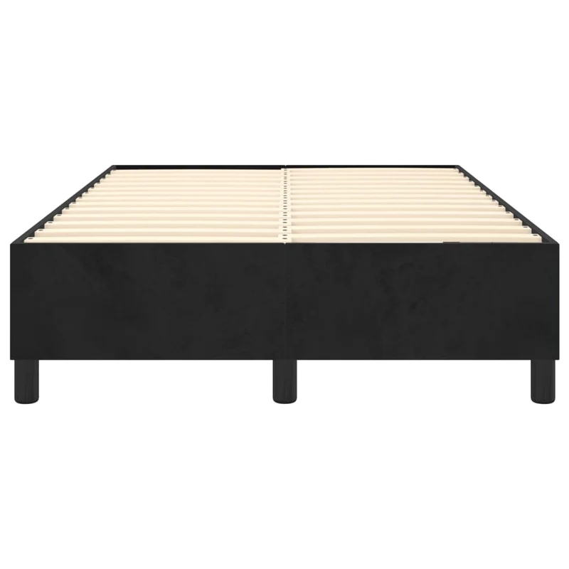 Sommier à lattes sur pieds cadre de lit 120x200 cm tissu velours noir TDL0207029