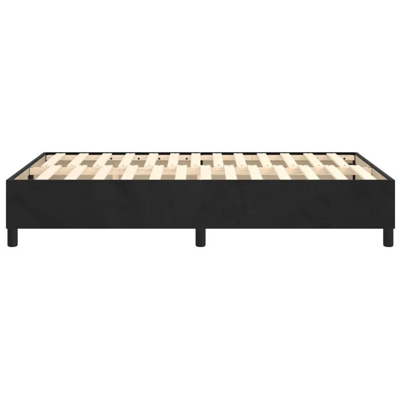Sommier à lattes sur pieds cadre de lit 120x200 cm tissu velours noir TDL0207029