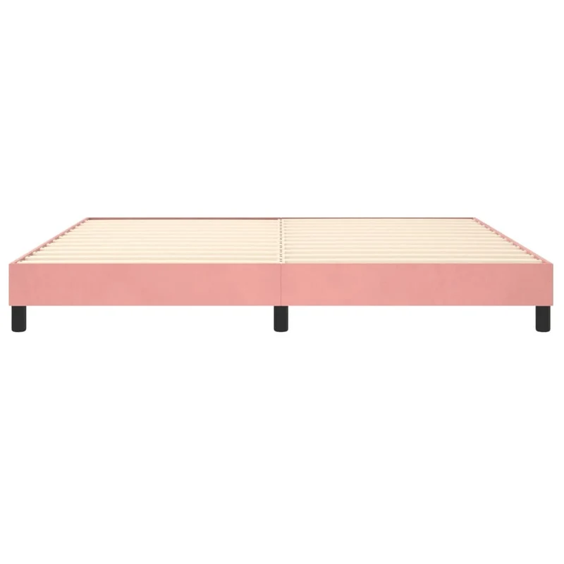 Sommier à lattes sur pieds cadre de lit 200x200 cm tissu velours rose TDL0206952