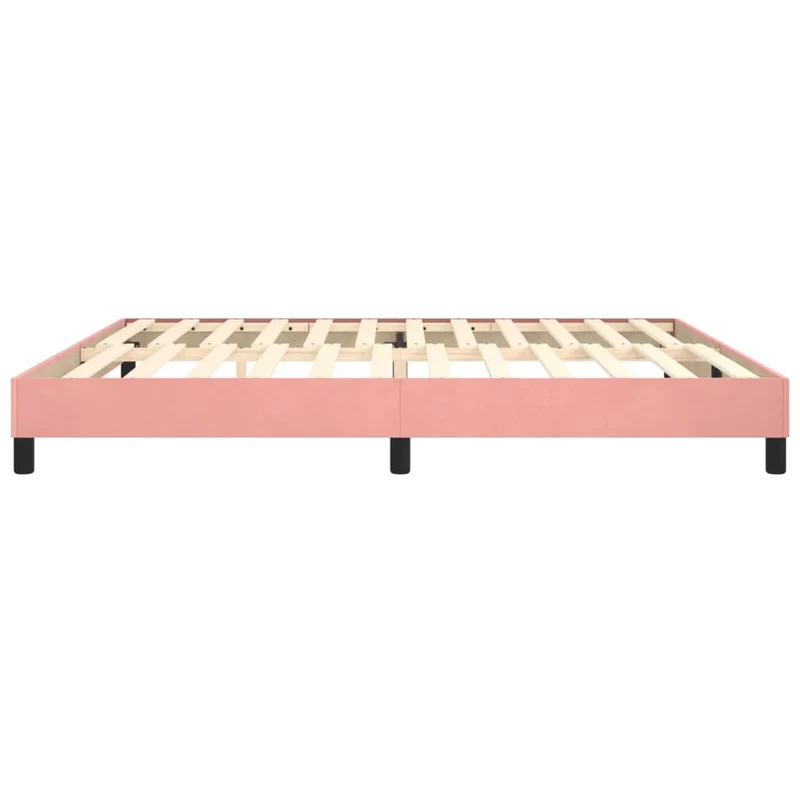 Sommier à lattes sur pieds cadre de lit 200x200 cm tissu velours rose TDL0206952