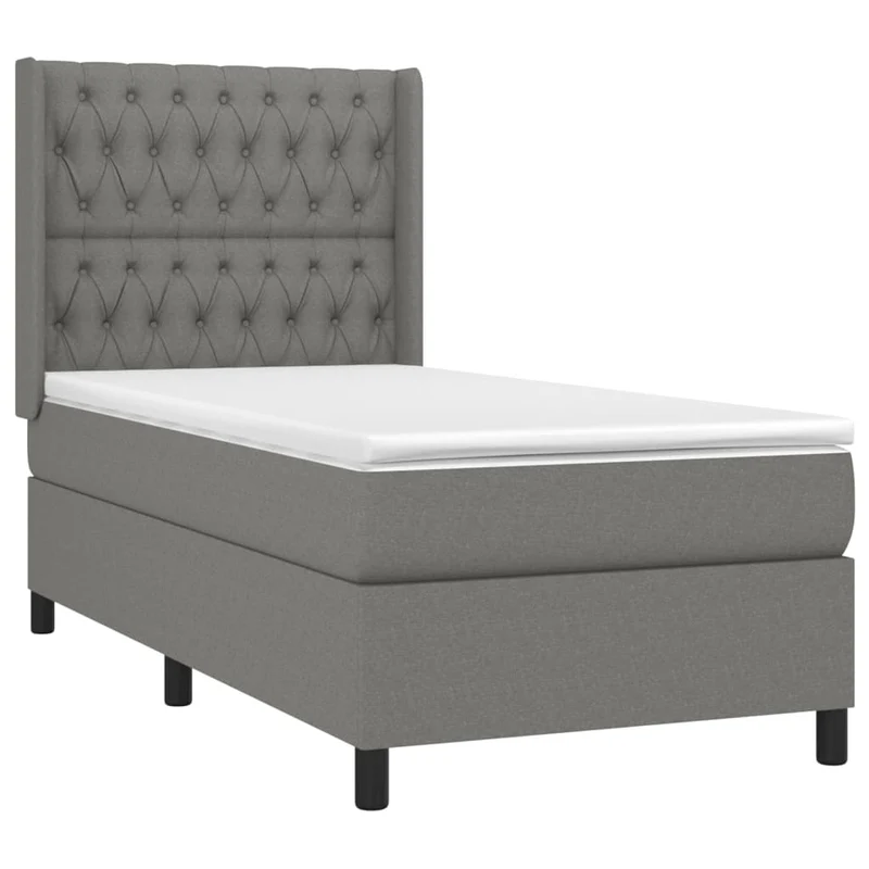 Cadre de lit LED avec sommier tête de lit matelas 100x200 cm tissu gris foncé TDL0208438