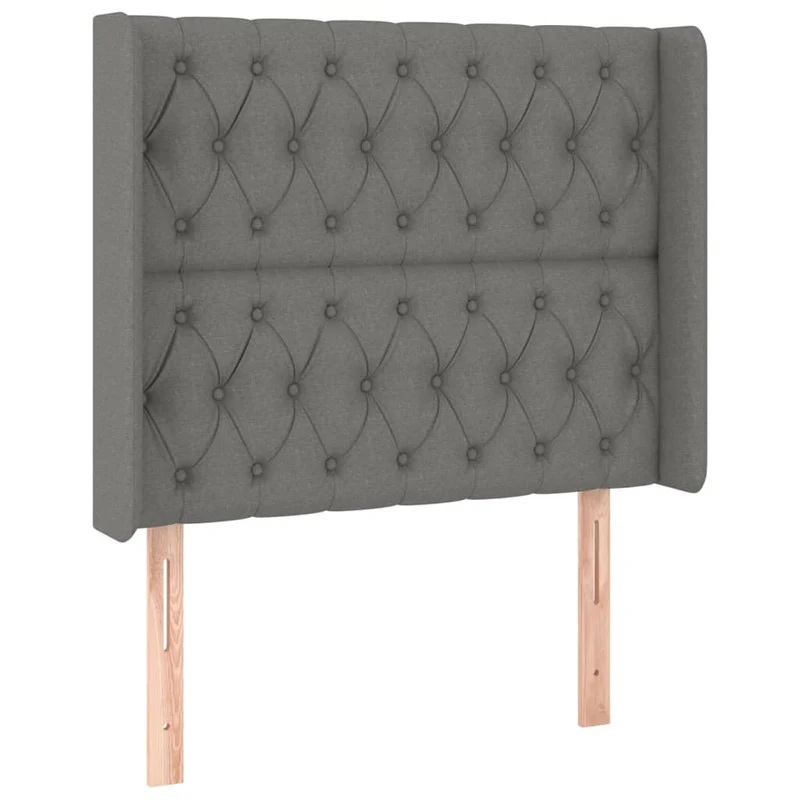 Cadre de lit LED avec sommier tête de lit matelas 100x200 cm tissu gris foncé TDL0208438