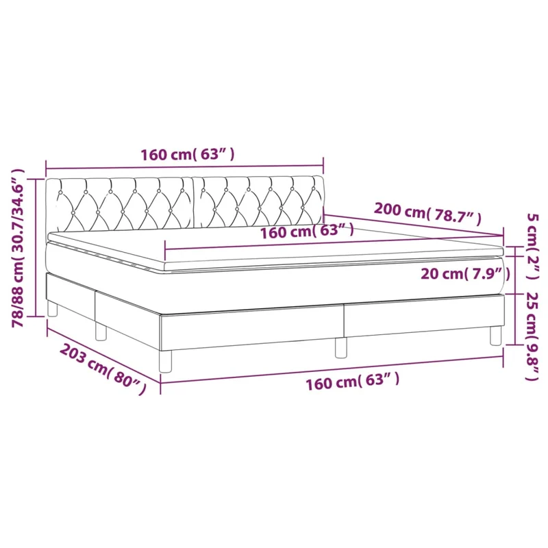 Cadre de lit LED avec sommier tête de lit matelas 160x200 cm tissu gris foncé TDL0208329