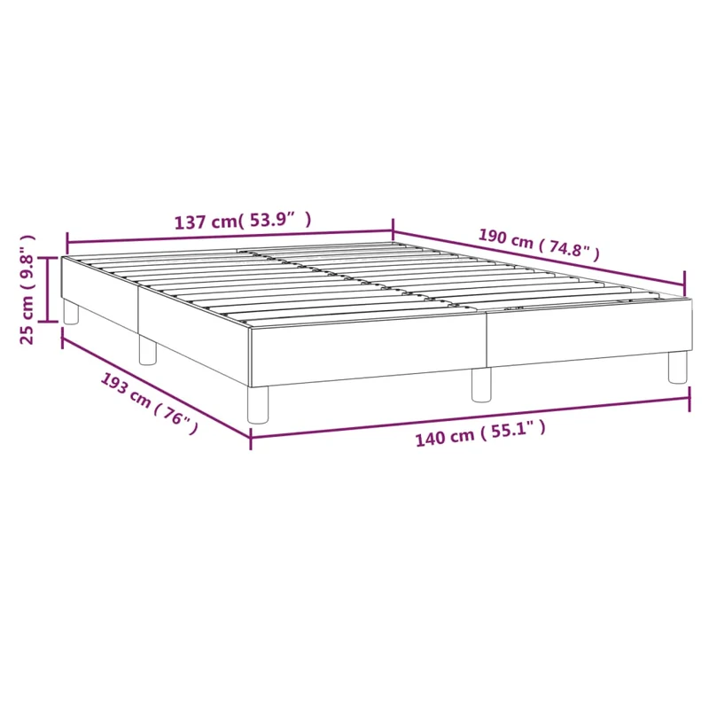 Sommier à lattes sur pieds cadre de lit 140x190 cm tissu gris clair TDL0207197