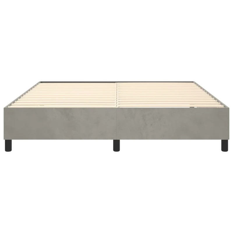 Sommier à lattes sur pieds cadre de lit 200x200 cm tissu velours gris clair TDL0207171